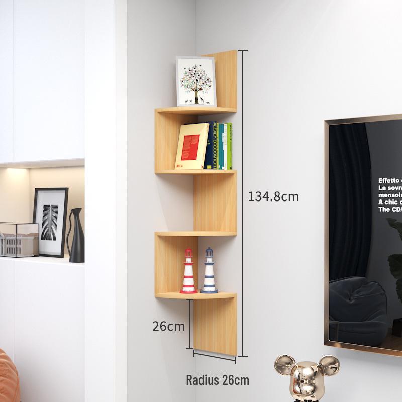 Punch-Free Corner Wall Shelf - Triangular Kitchen Bookshelf & Cabinet