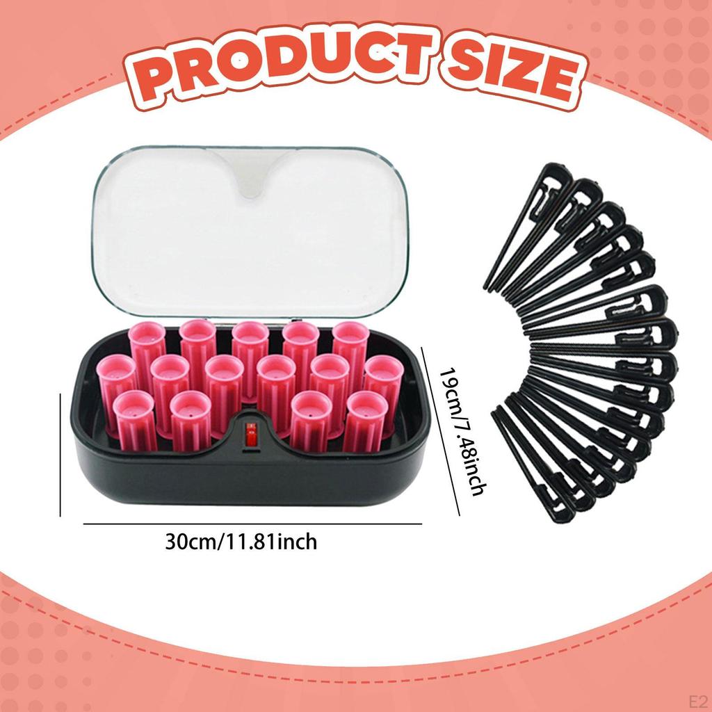 15Pcs Electric Heated Hair Rollers Fast Heating 130-160°C with Clips Easy To Carry