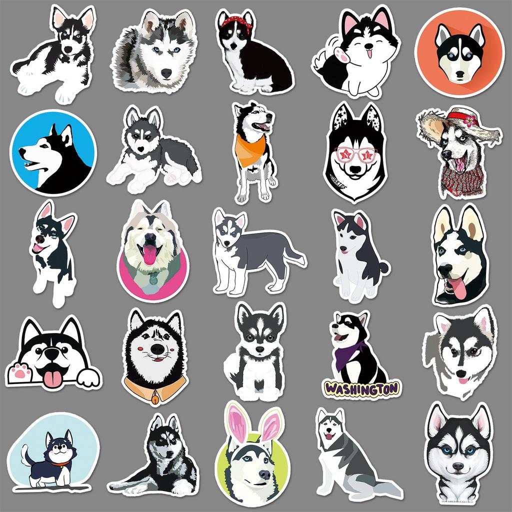 50 Husky Suitcase Stickers: Trendy Graffiti Decals for Laptops, Cars, and More