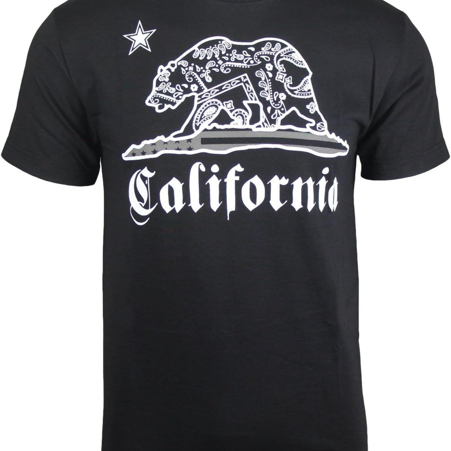 

California Republic Paisely Bandana Bear Mens T Shirt XXXXXL чёрный