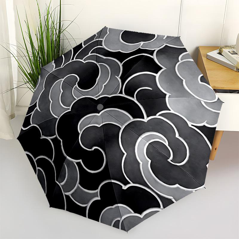 1pc Abstract Swirl Pattern Automatic Open/Close Umbrella, Umbrella with cartoon Design, Portable Compact Umbrella for Men & Women, Good Holi
