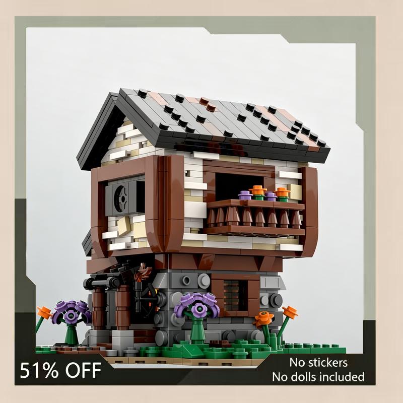 943PCS Mini Medieval House MOC Custom Building Blocks Model DIY Creative Architecture Assembly Toy Collection Display Gift