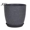 Indoor Planters for Plants Modern Plant Pot with Saucer, Gray Flower Decorative Pots Spaces Drainage Holes, Stone-Look Planter Outdoor Sturdy