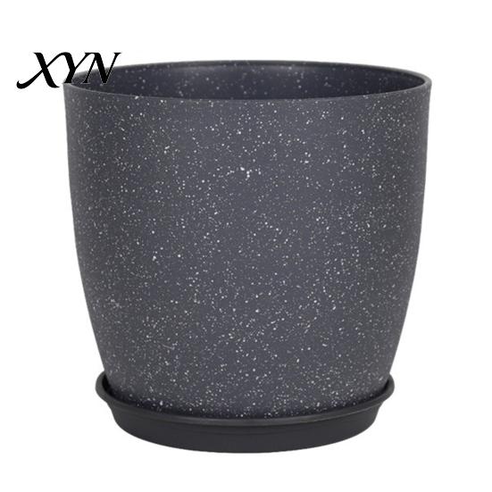 Indoor Planters for Plants Modern Plant Pot with Saucer, Gray Flower Decorative Pots Spaces Drainage Holes, Stone-Look Planter Outdoor Sturdy
