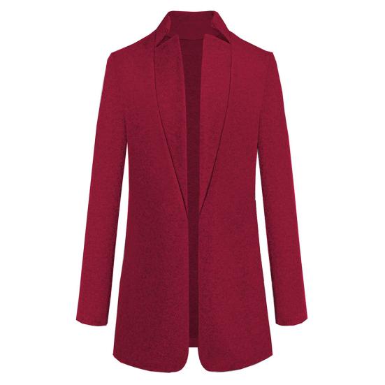 Fashion Women Winter Solid Long Sleeve Jacket Stand-up Collar Faux Wool Coat