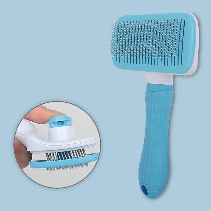 One Button Self Cleaning Pet Grooming Brush Effective Fur Remover for Cats Dogs Lightweight Portable for Outdoor Use