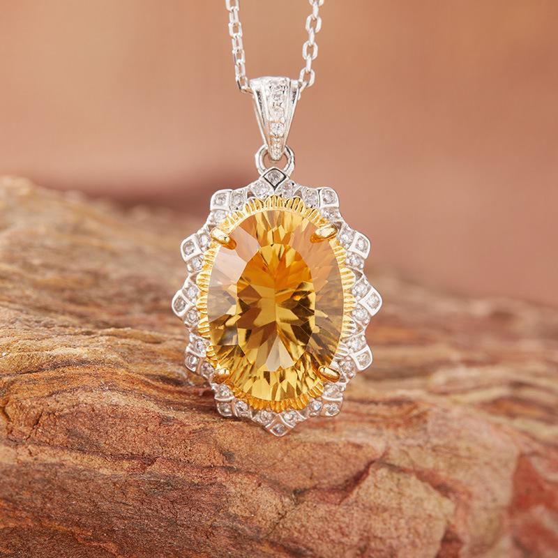 Millennium Cut Natural Topaz Amethyst Citrine Necklace Women'S S925 Sterling Silver Color Treasure Jewelry Pendant