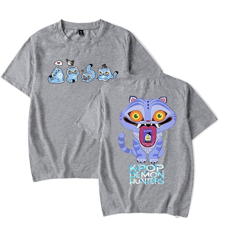 Derpy Tiger Kpop Demon Hunters Shirt for Women Summer Tops Anime K-Pop Demon Hunters T-shirt Harajuku O-neck Casual Shirt Gift