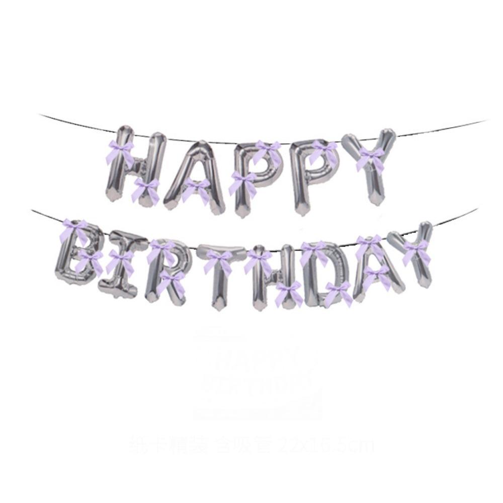 16 inch Happy Birthday Balloons Bow Ribbon Birthday Party Decoration Letter Balloons Balloon Set Aluminum Foil Balloons Party