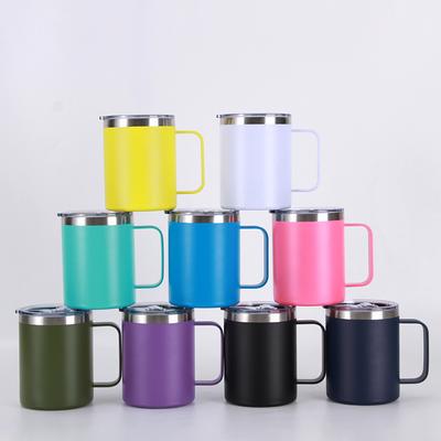 New 12oz Insulated Roller Cup 304 Stainless Steel Portable Handle Coffee Cup Vacuum Insulated Ice Cream Cup Household Items