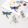 Retro Dragonfly Brooch Female Alloy Inlaid with Diamond Heavy Industry Insect Safety Pin Suit Coat Collar Pin Accessories