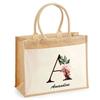 Beach Bag - PLANETEE - Amandine Letter Flower - Natural Cotton - 43 X 33 Cm - Strong Shoulder Straps