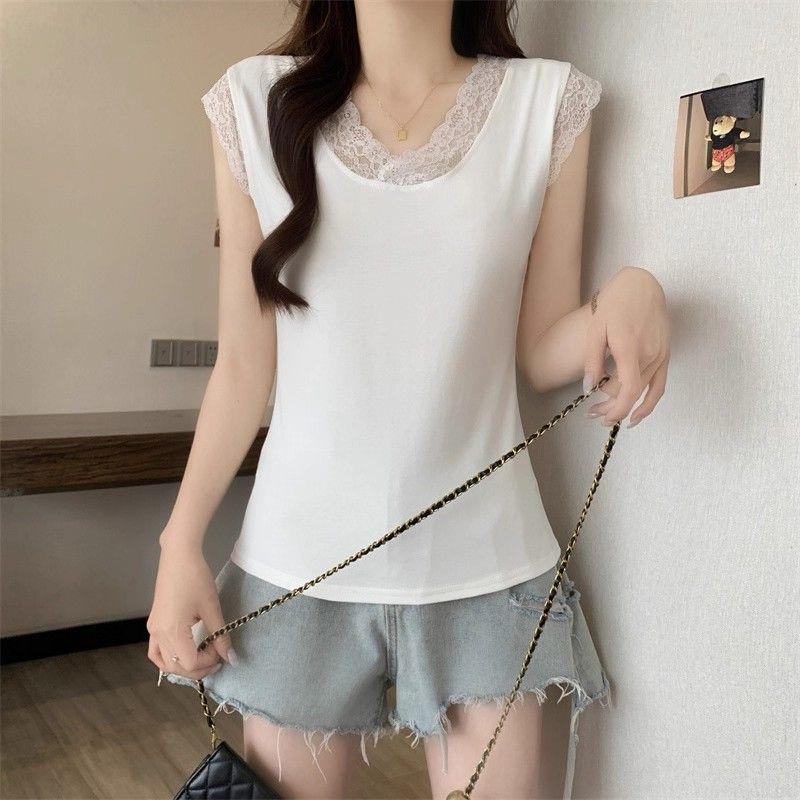 

Women s Plus Size Lace Camisole Vest - Sleeveless Top for Spring & Summer: European, American, Middle Eastern Style. XL білий