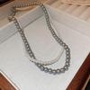 Fashion versatile color matching pearl necklace retro niche high-end sense collarbone chain personality light luxury design sense necklace women