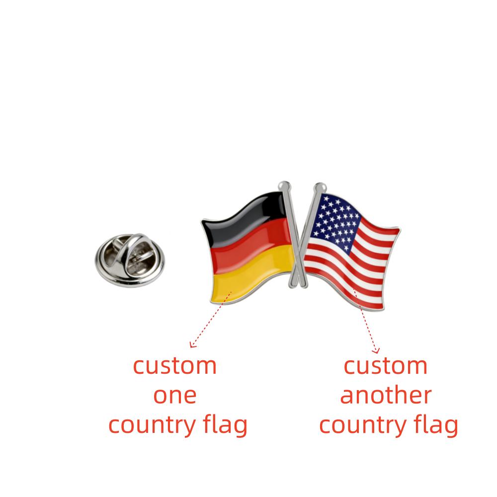 Custom 16*19mm Country Flag Pins for Traveller Personalized Stainless Steel Europe America Flag Brooches For Women Men Gift