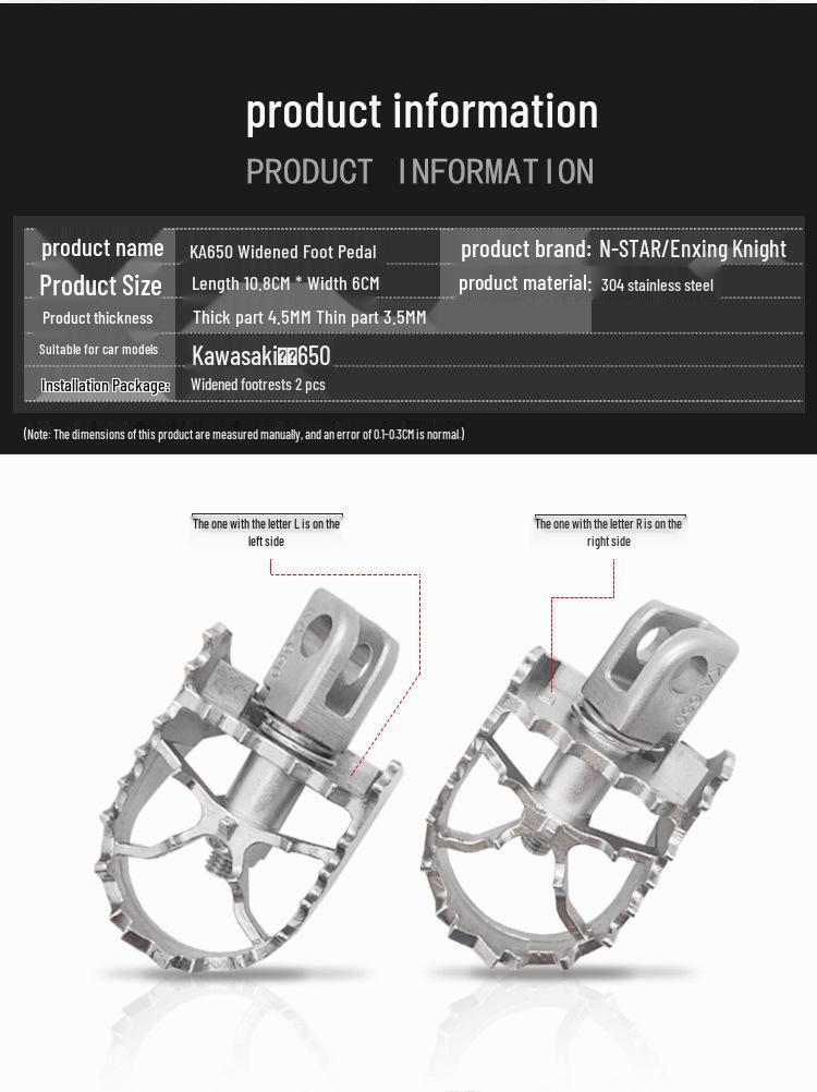 N-STAR Beast 650 Stainless Steel Rotating Foot Pegs - Wide Nail Surface for Motorcycles