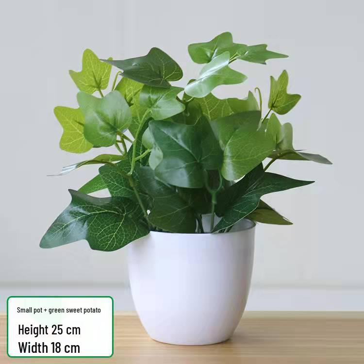 Potted Artificial Pothos Leaves & Flowers – Indoor/Outdoor Decorative Floor-Standing Bonsai.