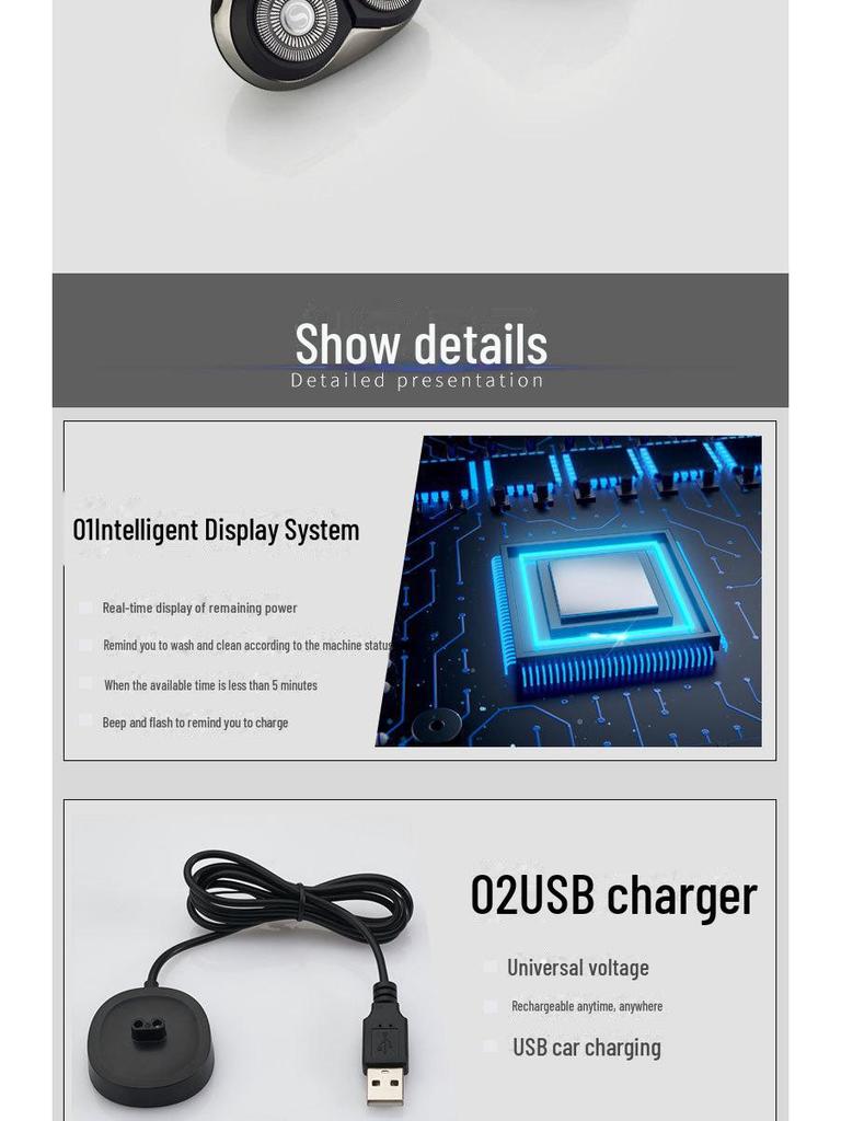 Rechargeable 3-in-1 Waterproof Electric Shaver: Beard Trimmer, Hair Clipper & Nose Trimmer Set