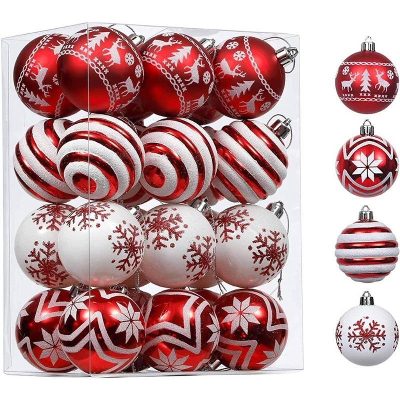 Plastic Christmas Tree Decorations Accessories Colorful Handcrafted Spherical Orbs In Gift Box for Festival Event