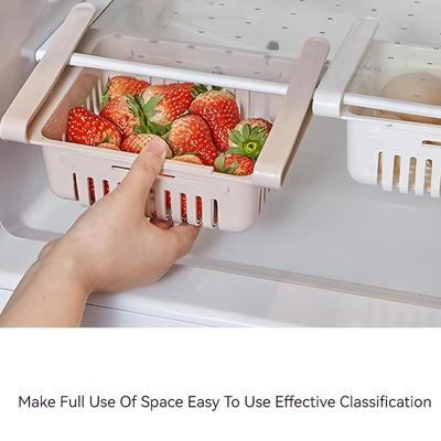 1PC Fridge Drawer Organiser, Retractable Fridge Storage Drawer, Space Saving Storage Basket Under Shelf for Fridge