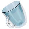 2Layer Cylindrical Coffee Cup HeatResistant Transparent Milk Mug for Home School  (Lake Green Liner )