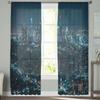 City Night House Tulle Curtains Balcony Room Fashion Printed Sheer Curtain Living Room Window Modern Decor