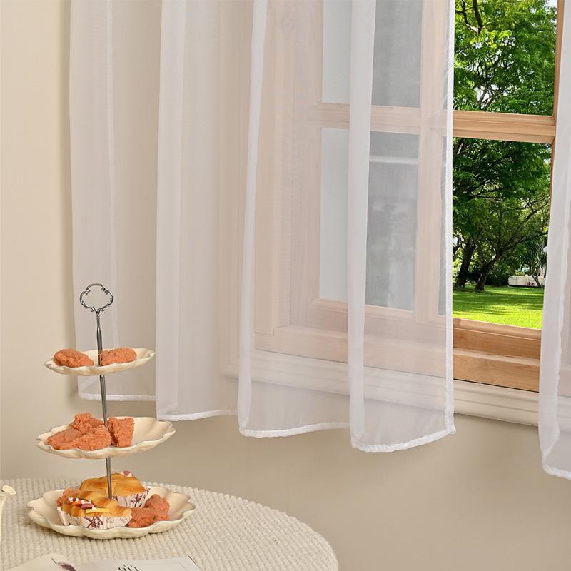 1PC Home Decor Bedroom Door Sheer Curtains French Window Curtain Rococo Rod Pocket Design for Living Room 3-Bar Ruffled