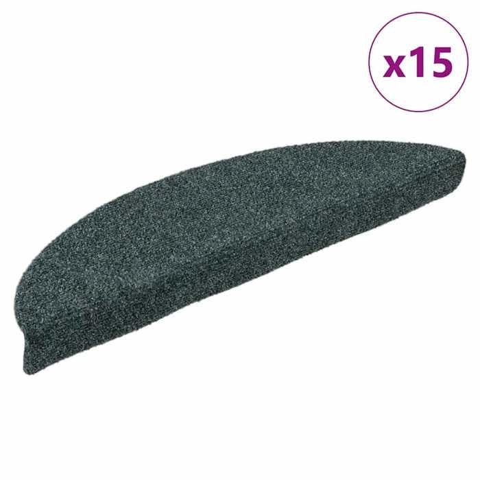VidaXL Tapis d'escalier autocollants 15 pièces 56 x 17 x 3 cm Vert Demi-rond 322358