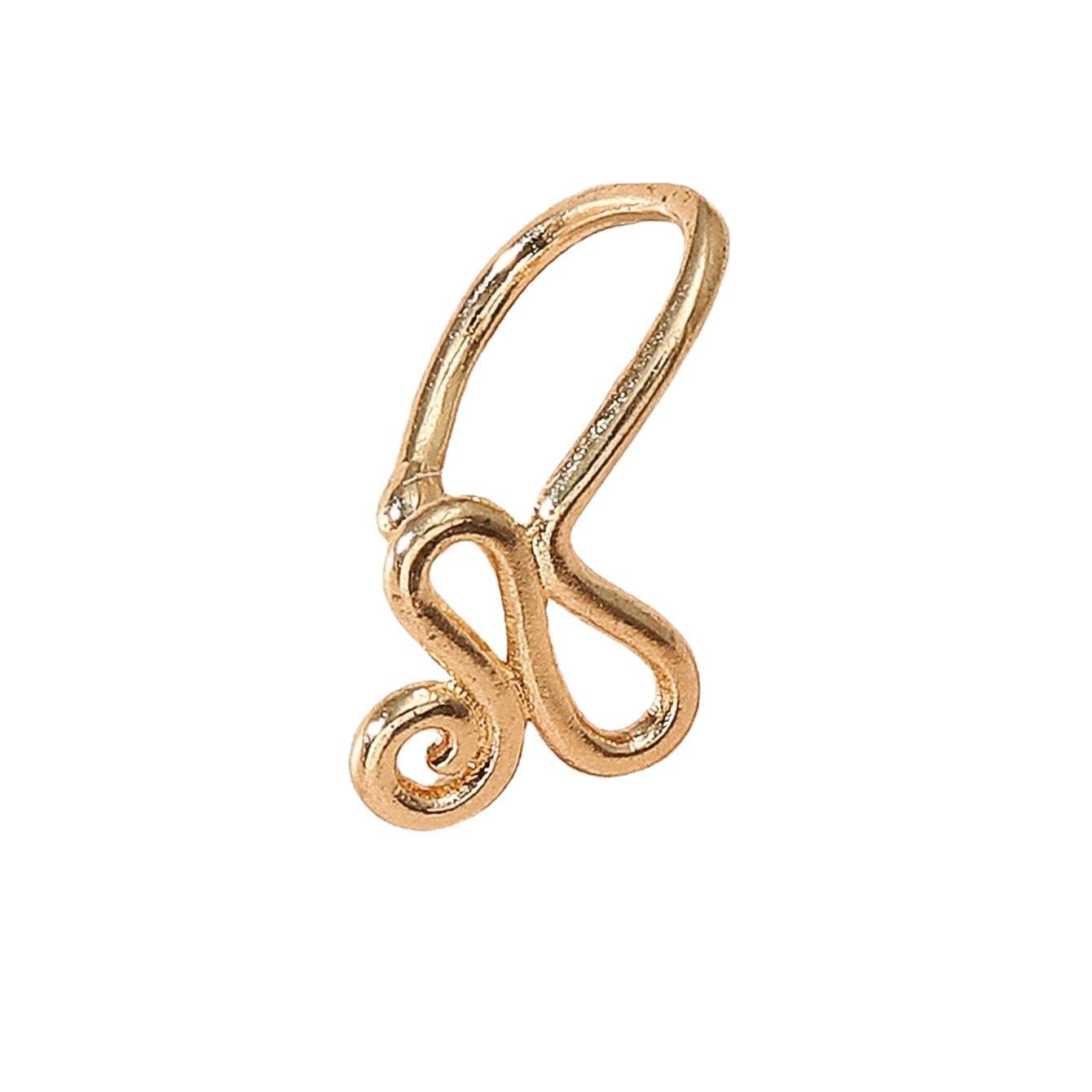 

Неперфорированный U-образный зажим для носа, медь, инкрустация цирконом, звездой, короной любви, кольцо в носу, поддельный орнамент в носу, прокол, ювелирные изделия