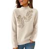 Women's Knitted Color Long Sleeve Half High Collar Hoodie Bottom Shirt Top