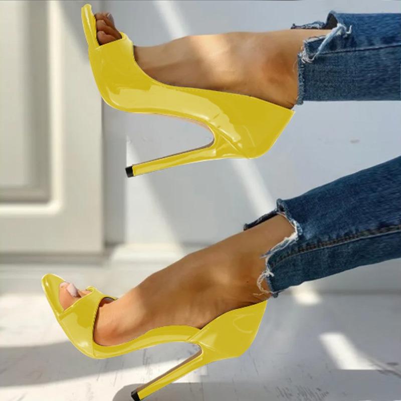 Super High Heel Sandals for Women, Fish Mouth Side Air New Round Head Sexy Sandals Platform Shoes Women Plus Size 43