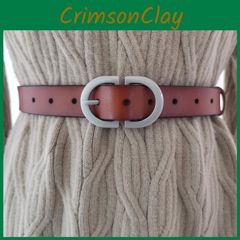 Leather Belt Women Versatile Belt With Antique Buckle For Casual Wear Office