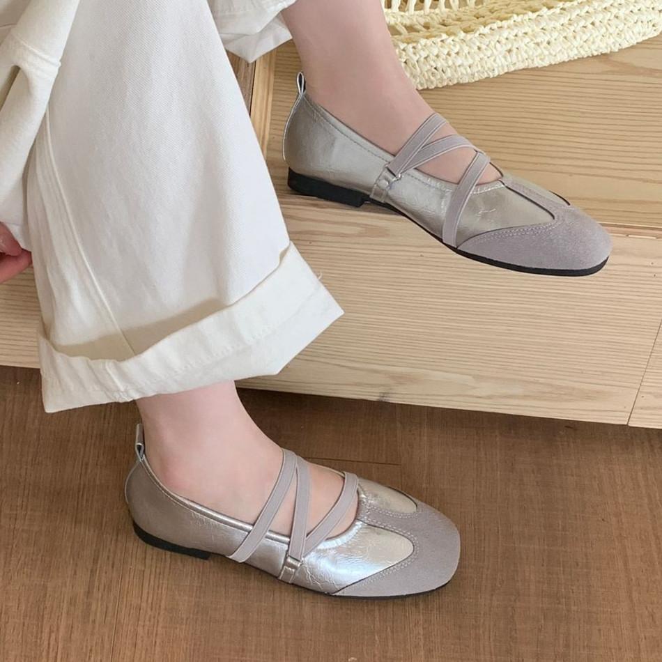 Fashion IPPEUM Women Ballet Flat Shoes Square Toe Soft Red PU Leather Mary Janes Shoes