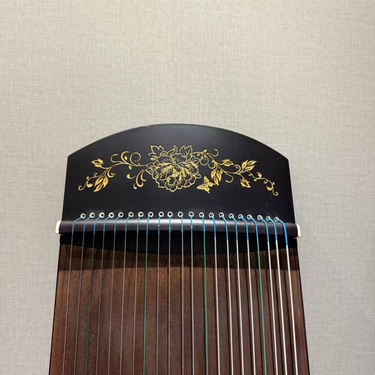 

Lanyin 1,25 м Ебеновий Золота Півонія Гучжен для початківців - Попередньо налаштований Full Set Guzheng