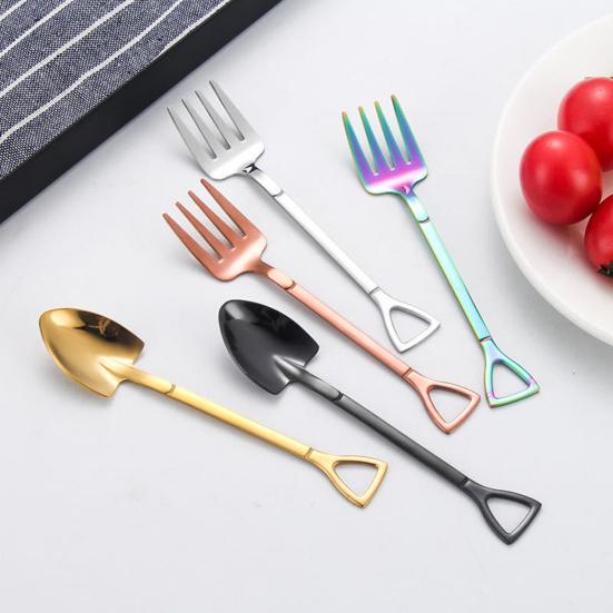 Stainless Steel Shovel Spoon Ice Cream Spoon Mini Dessert Spoons Creative Shapes Coffee Teaspoon Gift for Kitchen Restaurant Party