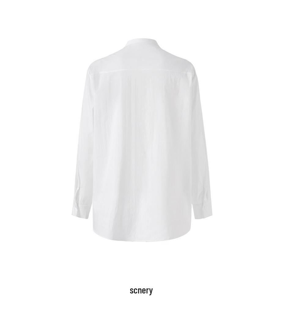 Simple Elegant Tencel Cotton Beaded Sequin Embroidered Loose Long Sleeve Women's Spring Shirt