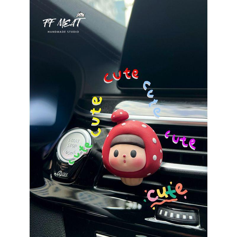Car Perfume and Aroma Diffuser, Cute and Adorable Mushroom Baby Car Air Conditioning Vent Center Console Diffuser Stone Decoration Accessory