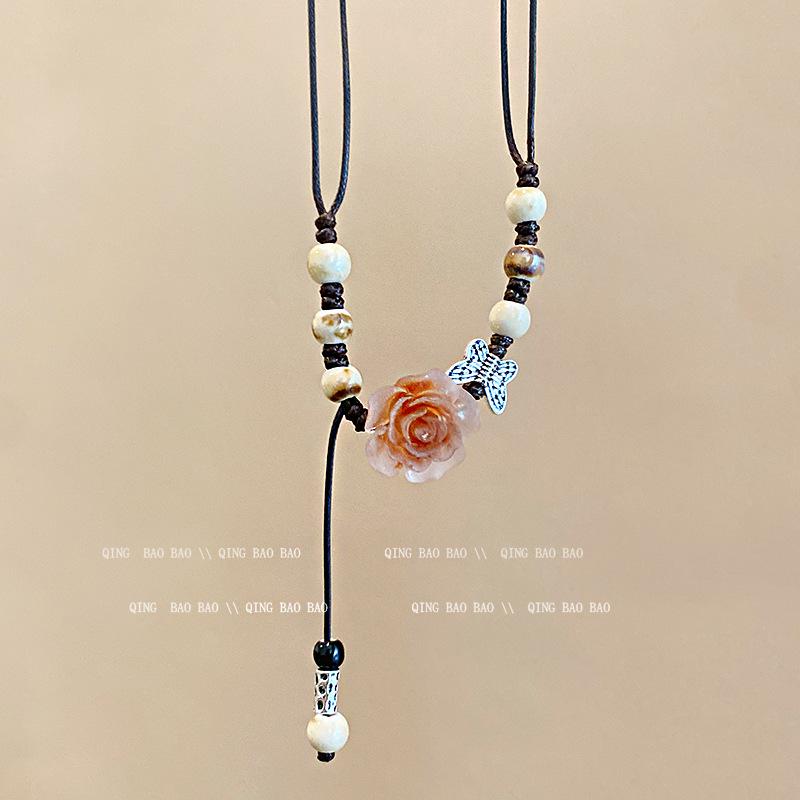 Zen Retro Chinesische Keramik Halskette - Handgewebtes Nischendesign für Frauen