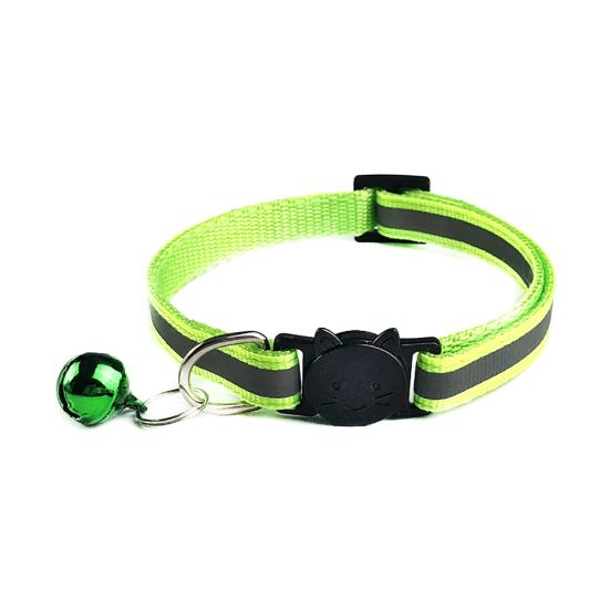 Pets Dog Bell Night Safety Reflective Collar Cat Head Buckle Necklace Neck Strap