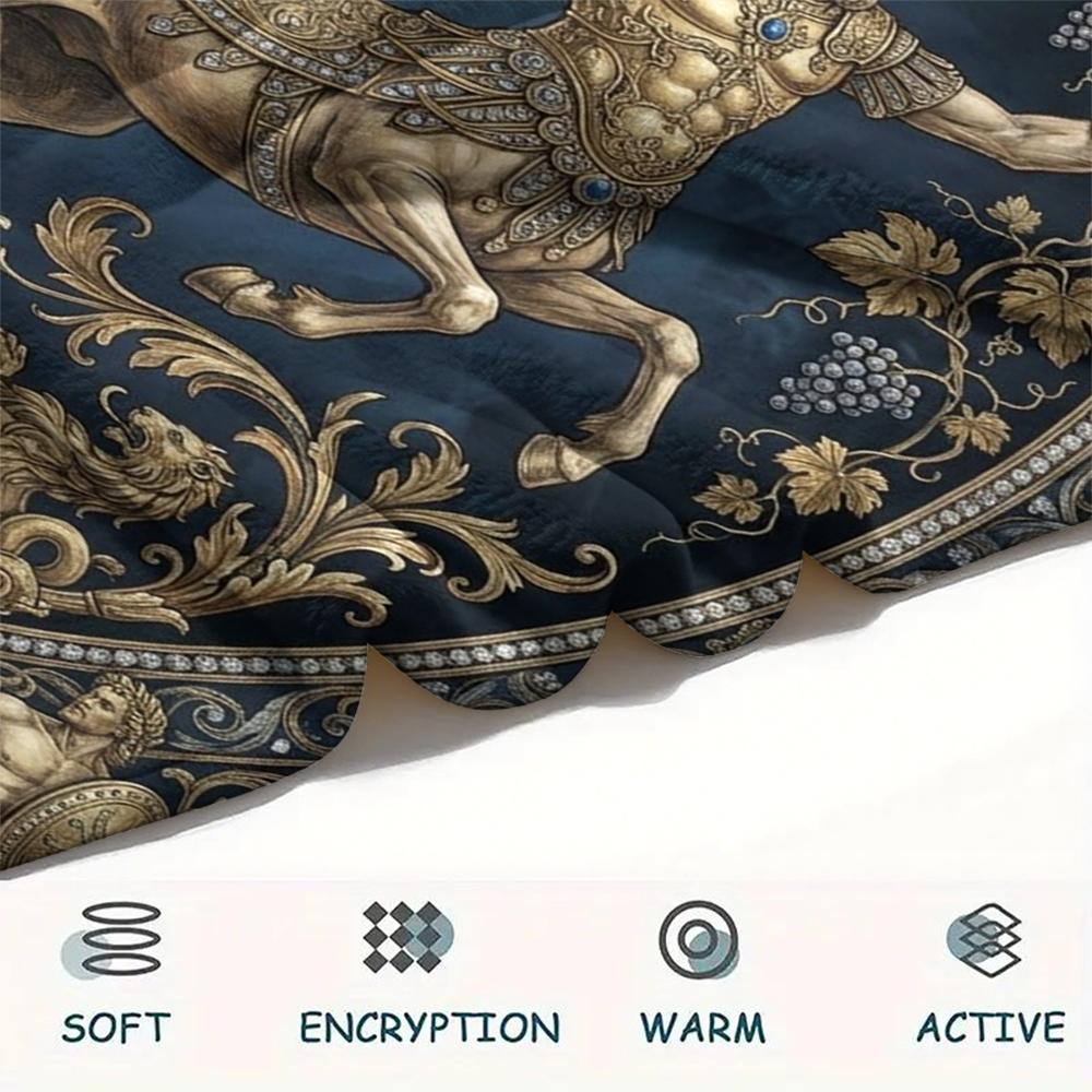 1Pc Centaur Print Flannel Blanket, High quality Comfortable for All Seasons, Home Decor, Warmth and Comfort, Perfect for Christmas Gifts W90