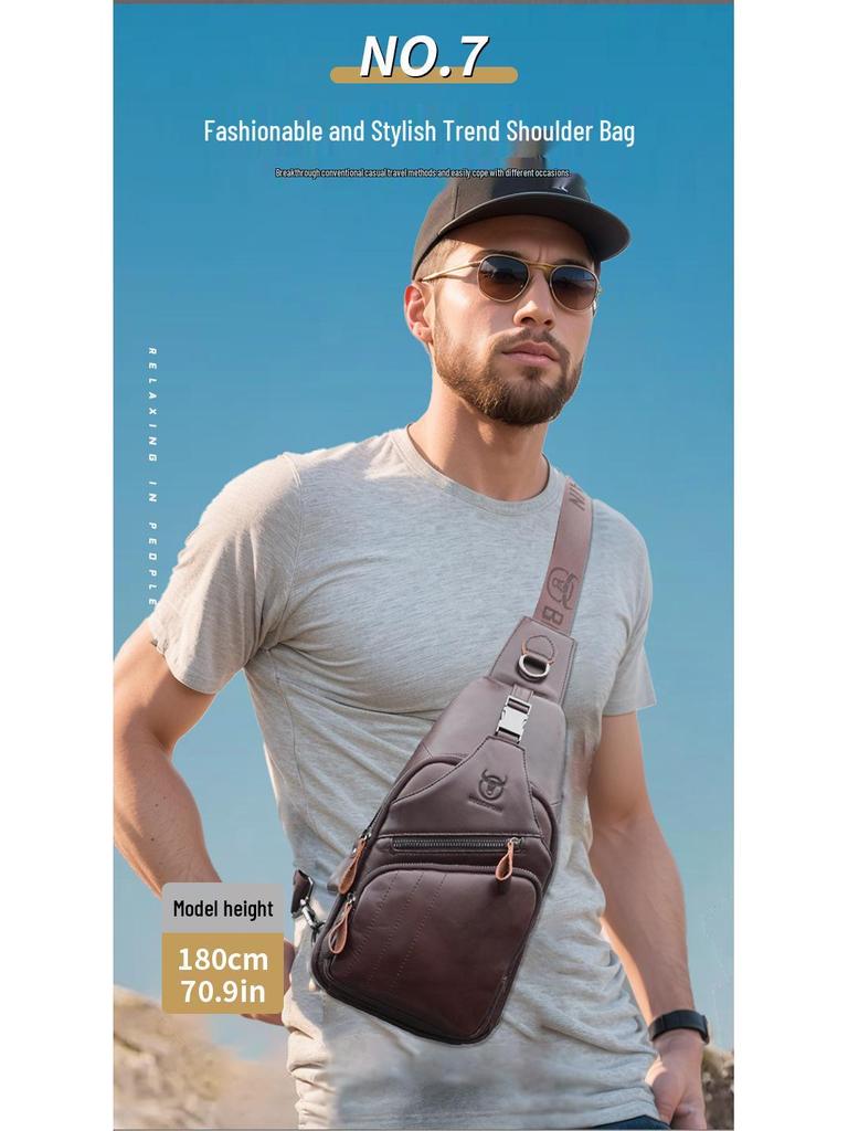 Cow Captain Premium Leder Herren Umhänge-Brusttasche für Tablets und Telefone