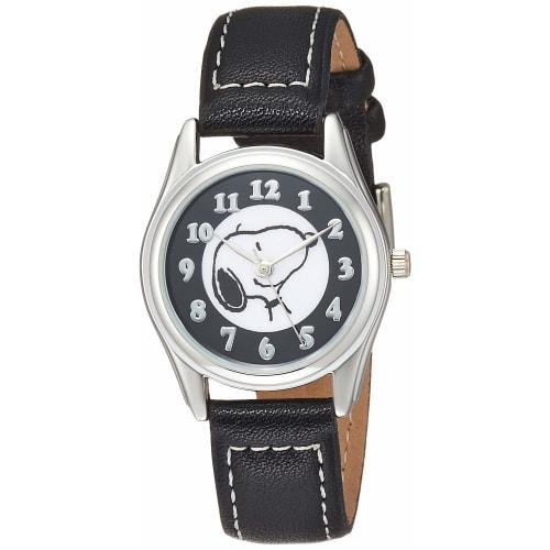 

ALIAS Women s Snoopy Analog Waterproof Watch with Leather Strap, WW18095SN, Black