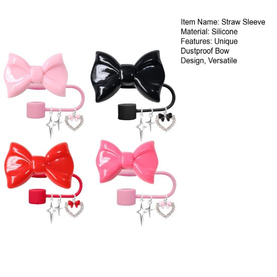 Bowknot Straw Covers for 30&40 Oz Tumblers Silicone Straws Tips Straws Lids Toppers Drinking Straws Protectors 0.4 Inches Cup Accessories