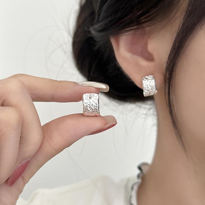 PONYKISS Sterlingsilber 18 Karat Gold Unregelmäßige gefaltete runde Creolen für Damen Klassische feine geometrische Accessoires