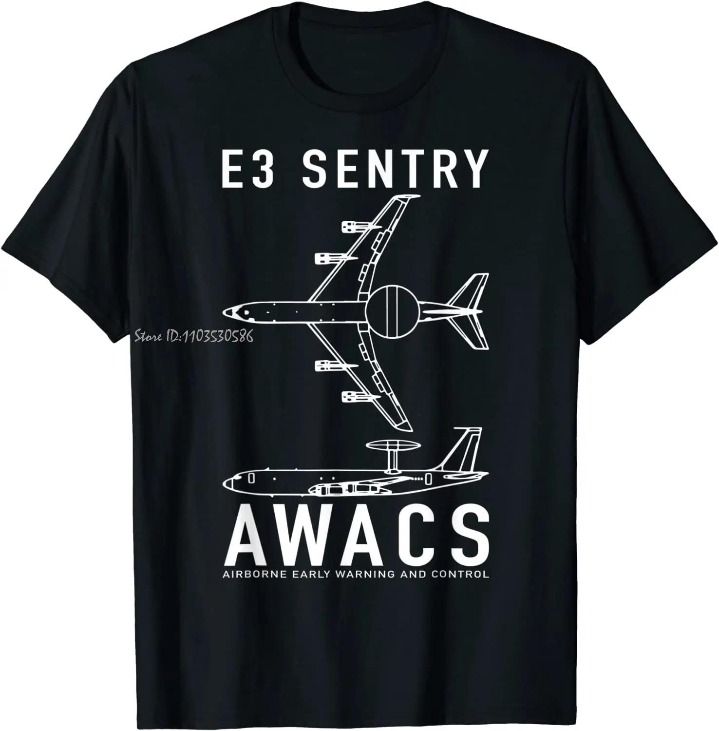 

Американская футболка большого размера E-3 Sentry Аварийного обнаружения и управления с воздуха Самолет Хлопковая футболка Повседневные Унисекс Топы Футболки Мужские... S разноцветный