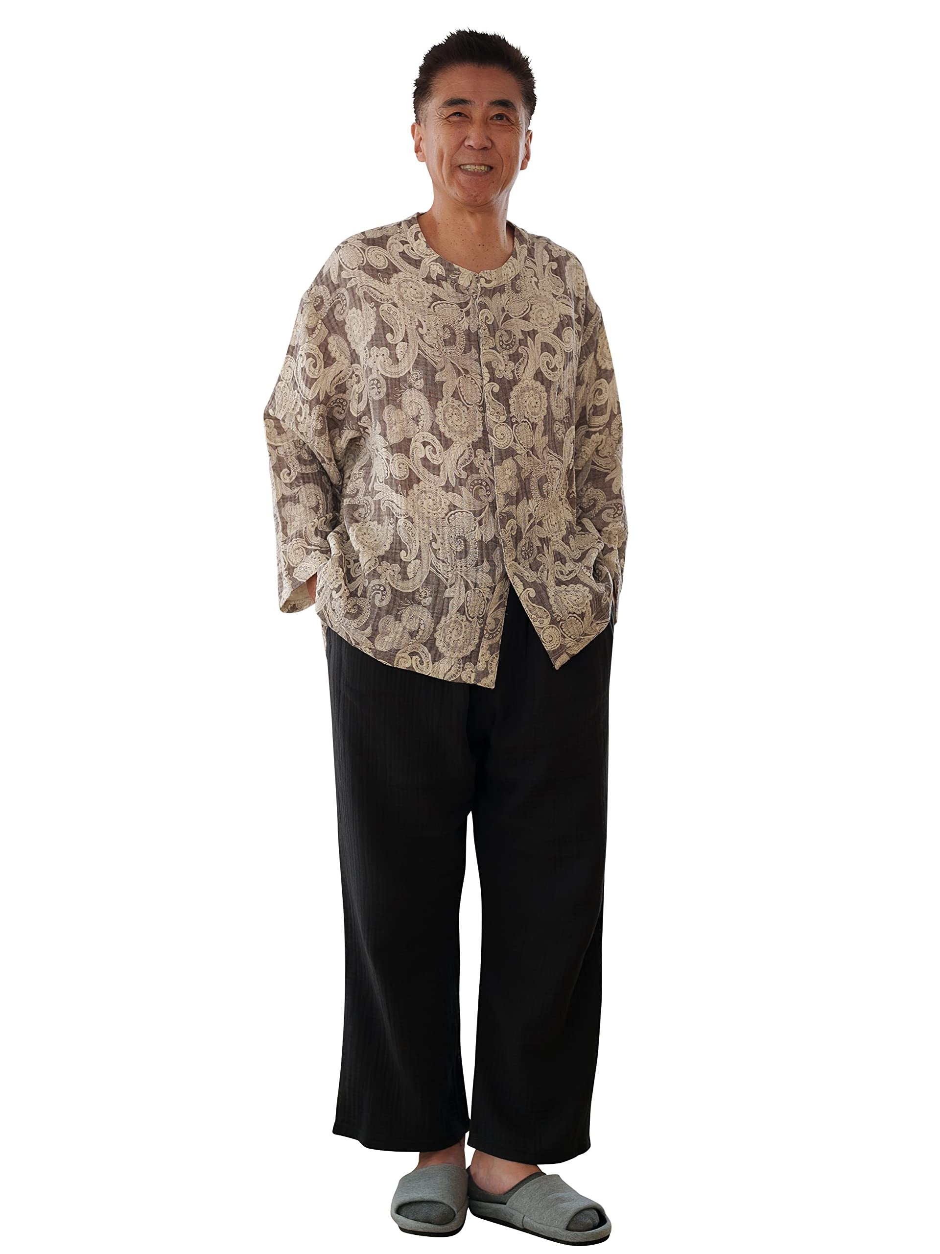 

MY Soft Double Gauze Paisley for Men [KISS LIFE] Men s Pajamas, Pattern, 3/4 Length, (L, Violet) (kml180113b2)
