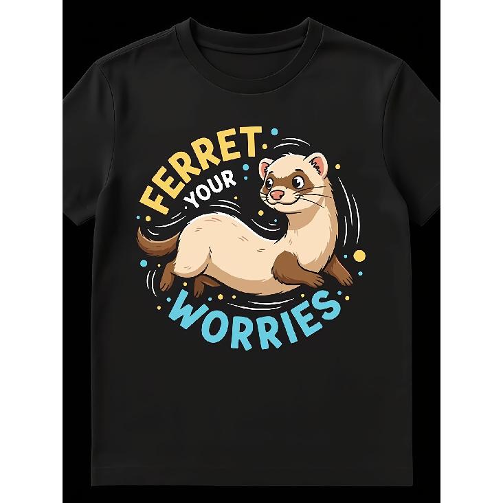 Ferret Enthusiast Worries Pun Animal Lover Unisex T-shirt S чёрный