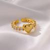 Zircon Tiny Heart Ring For Women Stainless Steel Gold Color Opening Love Heart Finger Ring Femme Wedding Party Zircon Gift 2024