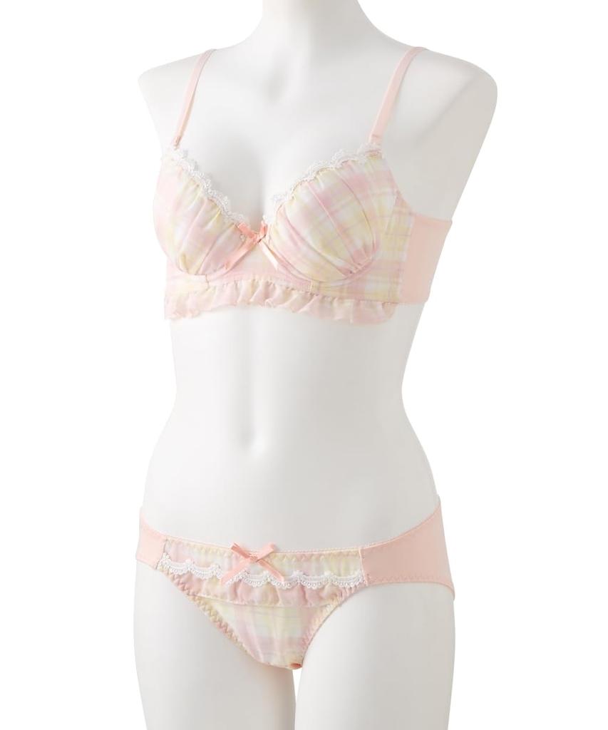 Inner Kariertes Rüschen-High-Side-BH und Shorts [Nissen] Damen-Set, Set, Lila, I85/LL