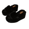 Women Fur Slippers Wedges Platform Shoes New 2025 Trend Open Toe Flip Flops Short Plush Cozy Winter Slides Woman Zapatos